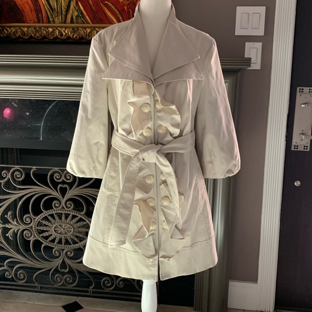 Venezia-Milano Khaki Ruffle Trench Coat